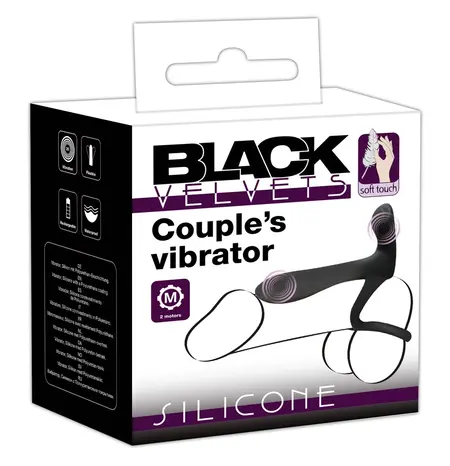 Black Velvets Couples Intimacy Vibrator Dual Ring Waterproof Black
