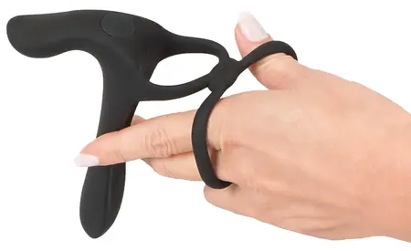Black Velvets Couples Intimacy Vibrator Dual Ring Waterproof Black