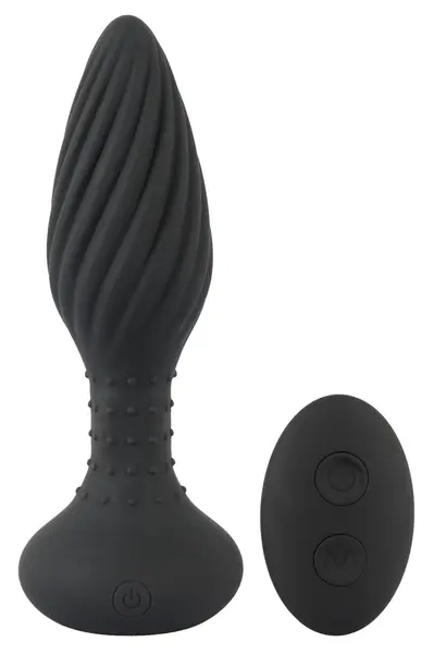 ANOS Remote Control Spiral Intimate Plug with Rotating Beads 15.1cm Black