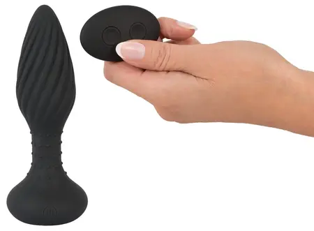 ANOS Remote Control Spiral Intimate Plug with Rotating Beads 15.1cm Black