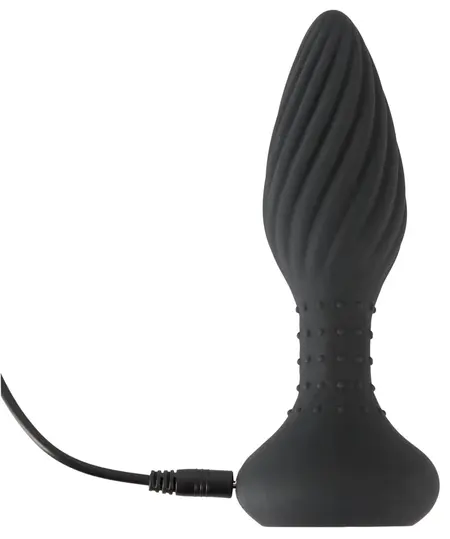 ANOS Remote Control Spiral Intimate Plug with Rotating Beads 15.1cm Black