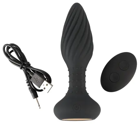 ANOS Remote Control Spiral Intimate Plug with Rotating Beads 15.1cm Black