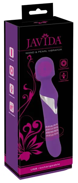 Javida Wand & Pearl Dual-Ended Vibrator Silicone 24cm USB Rechargeable