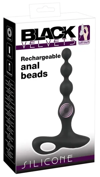 Bad Kitty BV Rechargeable Vibrating Anal Beads Silicone Black 20cm