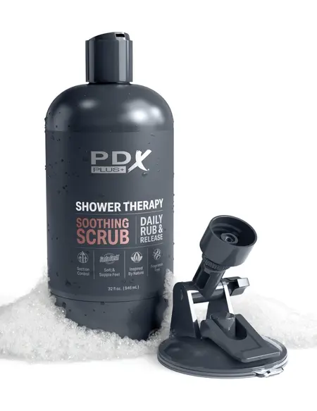PDX Plug Shower Therapy Soothing Scrub Intimate Device 20.7 cm Tan