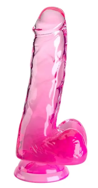 King Cock Clear 6 Inch System with Base Pink Transparent TPE