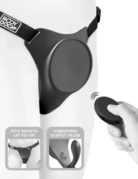 Pipedream Body Dock G-Spot Pro Harness with Vibrating Plate, Adjustable Straps