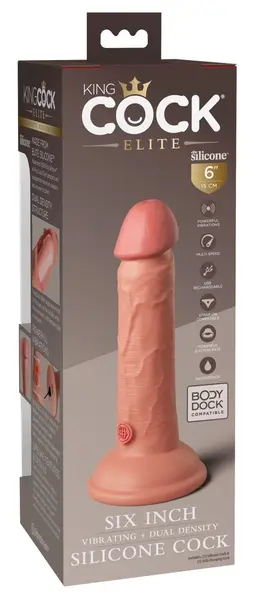 King Cock Elite KCE 6 DD Vibrating Intimate Machine, Silicone, Light, 17.8 cm