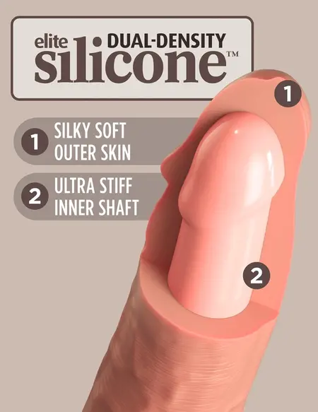 King Cock Elite 9” Dual Density Model, Light, Suction Cup, Silicone