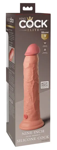 King Cock Elite 9” Dual Density Model, Light, Suction Cup, Silicone