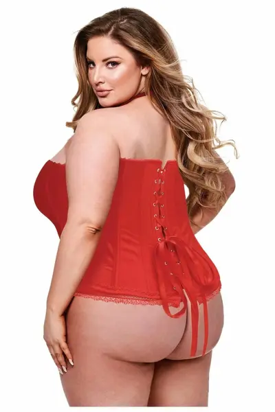 Baci Bustier Red 1X/2X - Elegant Lace-Up Corset with Front Closure