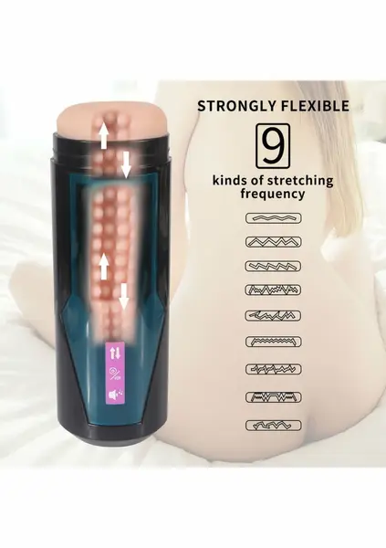 Hismith KlicLok Vibrating Stroker - 9-Mode Thrusting Cup, Black