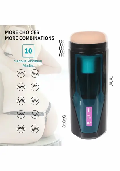 Hismith KlicLok Vibrating Stroker - 9-Mode Thrusting Cup, Black