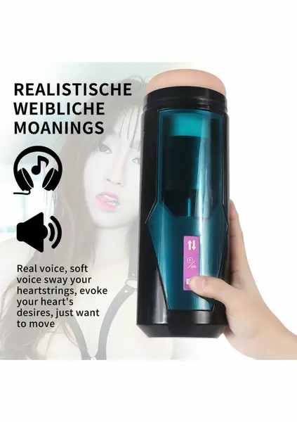 Hismith KlicLok Vibrating Stroker - 9-Mode Thrusting Cup, Black
