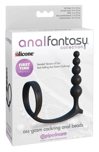 CalExotics AF Ass-Gasm Intimate Silicone Duo Ring & Anal Beads 12cm