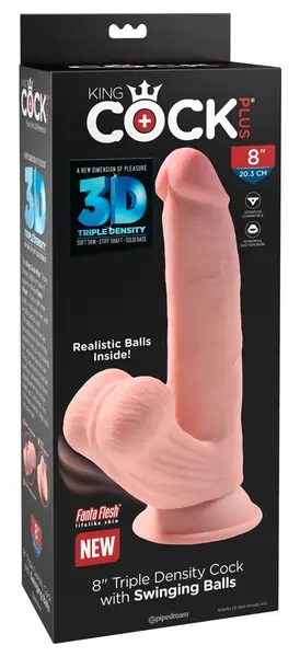 King Cock Plus 8” Triple Density Anatomical Model with Flexible Base