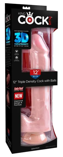 King Cock Plus двуслойно дилдо с вендуза, TPE, 30,5 см
