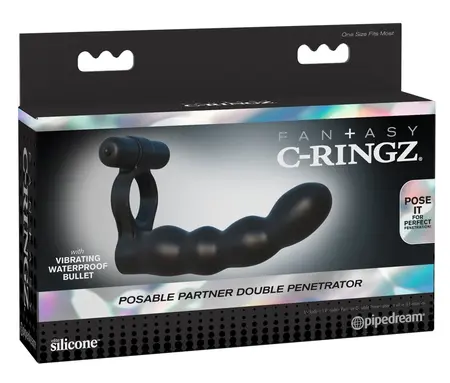 FCR Posable Partner Double Intimate System with Vibro-Bullet, Black