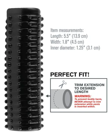 FXTM Pleasure Sleeve Dark - Flexible Textured Intimate Enhancer 13.9 cm