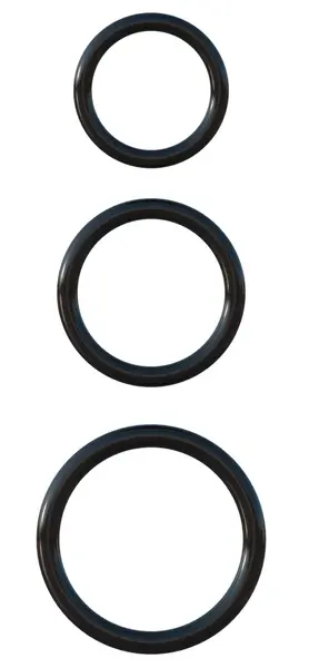 FCR Silicone 3 Ring Set Flexible Stamina Support - Black, 3 Sizes