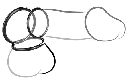 FCR Silicone 3 Ring Set Flexible Stamina Support - Black, 3 Sizes