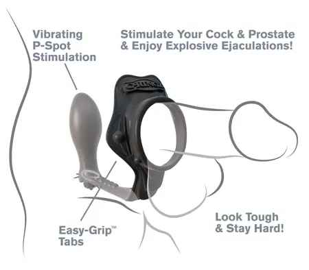 FCR Rock Hard Dual Function Silicone Intimate System Black 4 cm