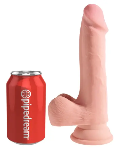 King Cock Plus трислойно дилдо с вендуза, бежово, 19 см