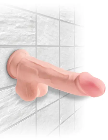 King Cock Plus трислойно дилдо с вендуза, бежово, 19 см