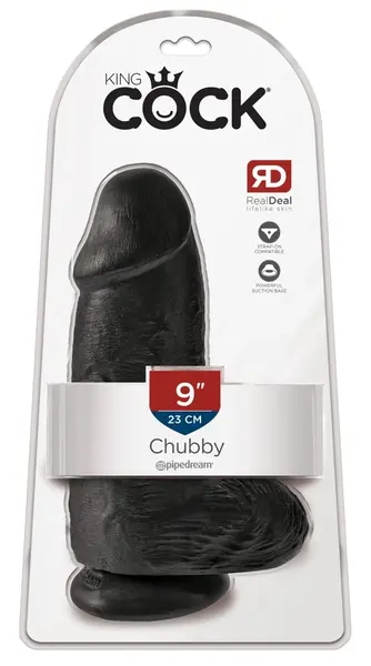 King Cock Chubby Dark Anatomical Model with Suction Cup 22.9 cm