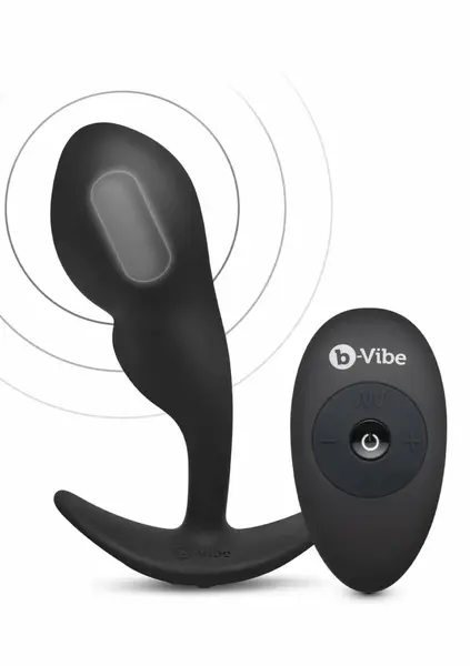 b-Vibe P-Spot SnugPlug Medium Weighted Silicone Plug with Remote
