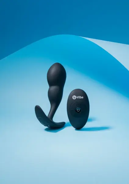 b-Vibe P-Spot SnugPlug Medium Weighted Silicone Plug with Remote