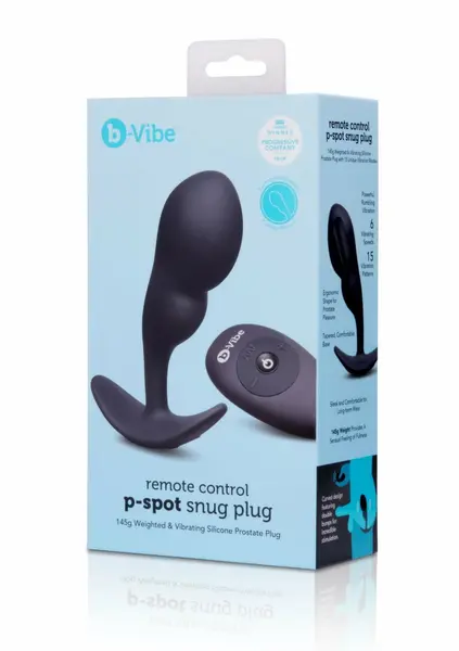b-Vibe P-Spot SnugPlug Medium Weighted Silicone Plug with Remote