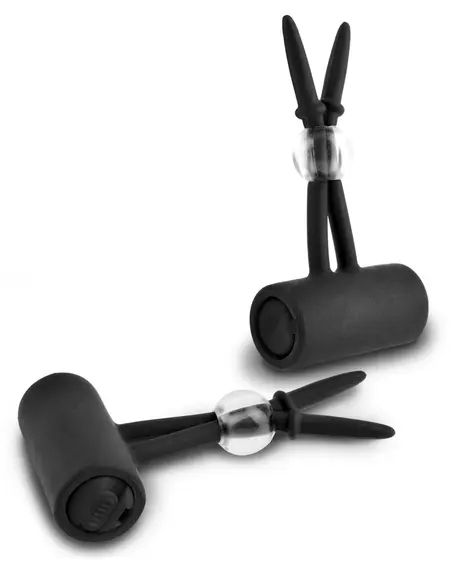 FFSLE Silicone Vibrating Nipple Lassos - Adjustable, 6 cm, Black