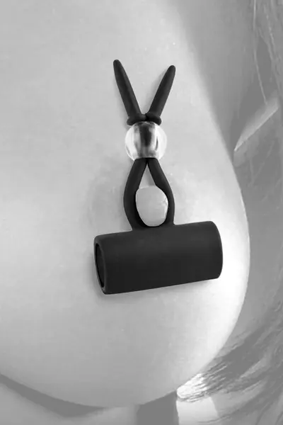 FFSLE Silicone Vibrating Nipple Lassos - Adjustable, 6 cm, Black