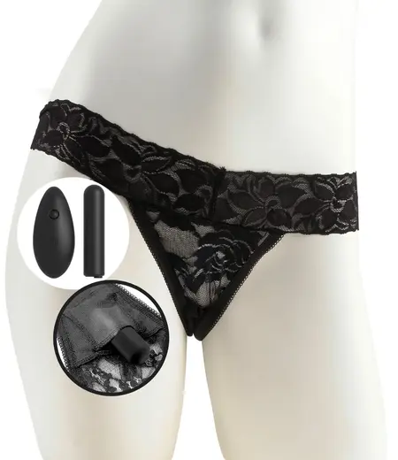 Fantasy For Her RC Rechargeable Vibrating Lace String XS-M Black