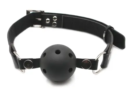 FFSLE Adjustable Airflow Ball Gag Black 4cm - Breathable System