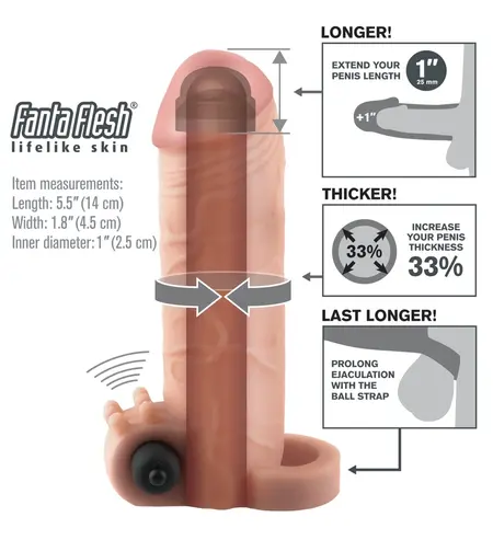 Pipedream FX Real Feel Extension 2.5cm Vibrating Sleeve TPE Light