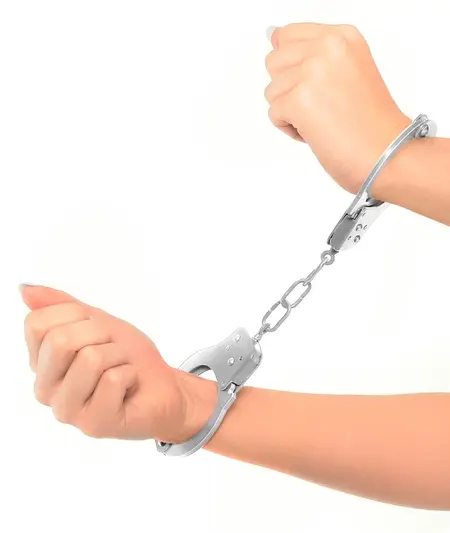 FFS Metal Handcuffs Silver Adjustable with Safety Quick-Release 9.6cm
