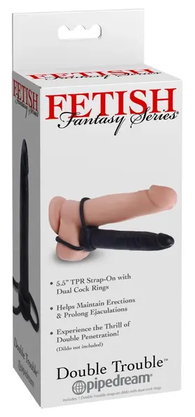 FFS Double Trouble Dark - Multifunctional Couple’s Ring & Anal Attachment, Black
