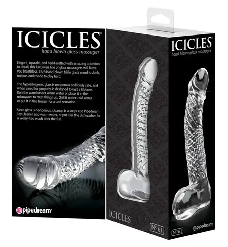 Pipedream Icicles No. 61 Glass Intimate Massage Tool 16.5cm Transparent