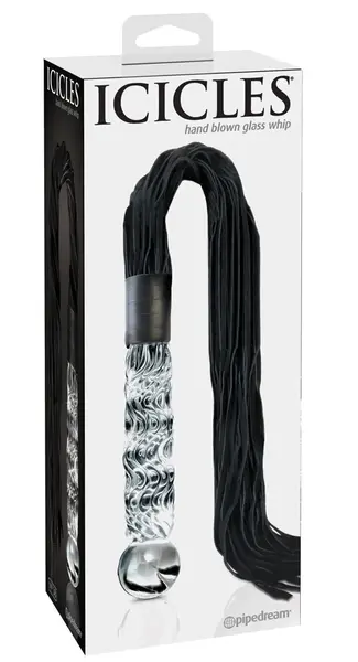 Pipedream Icicles No. 38 Glass Massage Wand with Leather Tassels 63cm Blue
