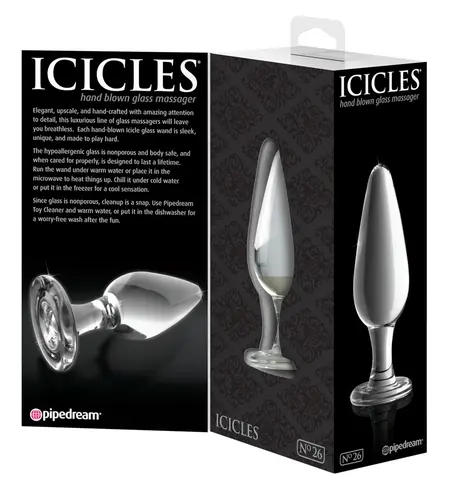 Pipedream Icicles No. 26 Glass Plug Clear, 11 cm, Hypoallergenic