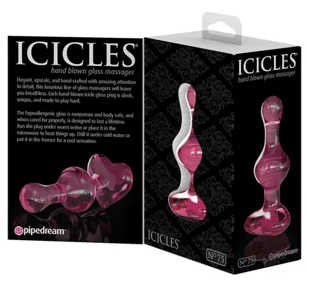 Pipedream Icicles No. 75 Pink Glass Plug - Handcrafted, Hypoallergenic, 9.5 cm