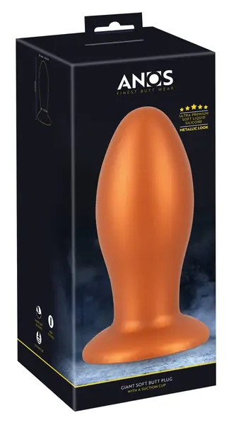 ANOS Soft XL Silicone Plug with Suction Cup, 16 cm, Black