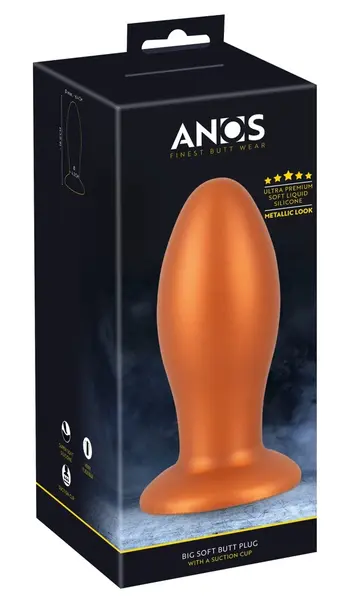 ANOS Soft XL Cone-Shaped Intimate Plug with Suction Base 16 cm Black