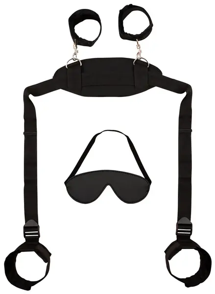 Bad Kitty Adjustable Full-Body Restraint Set with Plush Padding & Blindfold