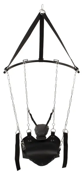 You2Toys Adjustable Leather Support Swing with Chains, Black, Max 75x49cm