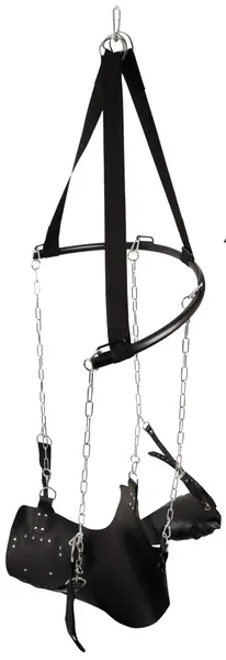 You2Toys Adjustable Leather Support Swing with Chains, Black, Max 75x49cm