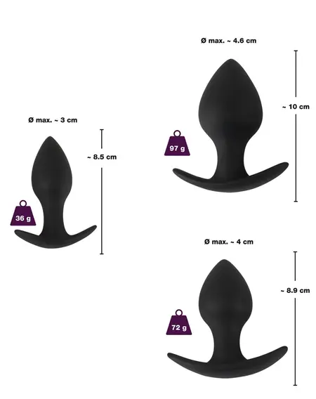 Black Velvets Silicone Trainer Set - 3 Sizes, Soft Touch, Black