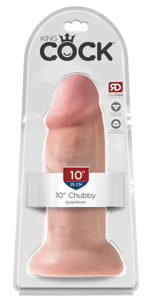 King Cock Model 10in Chubby, Skin Tone, Suction Cup, 25.4 cm